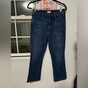 MOTHER JEANS THE HUSTLER ANKLE  Size 28 IN BLUE INK SHORT HEMMED to 24”